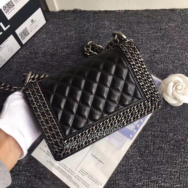 CHANEL女包 小香秋冬專櫃新品 金屬鏈條 進口臘油皮 Boy斜挎女包 香奈兒單肩包 djc1388